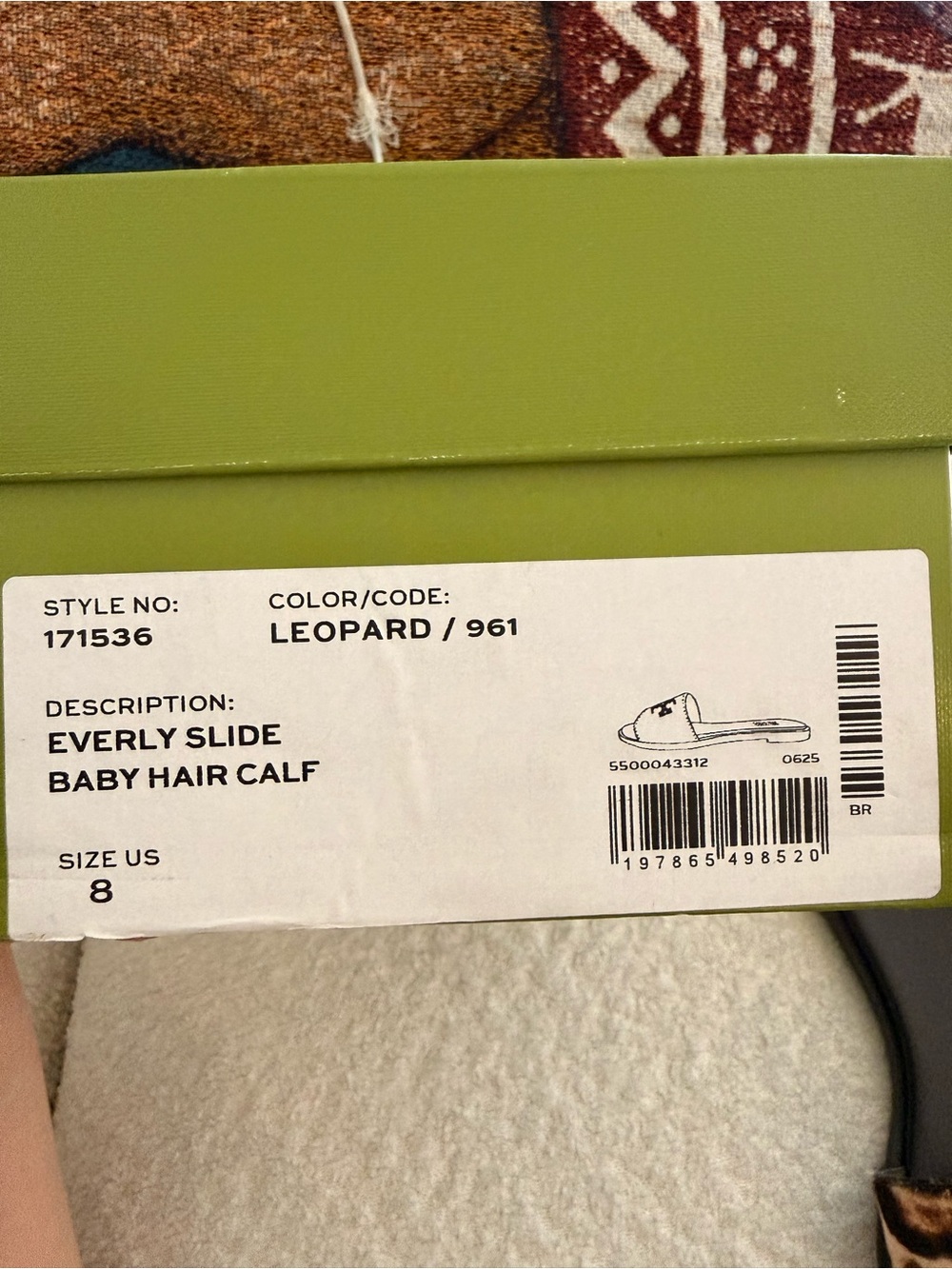 Tory Burch Everly Leopard Calf Hair Slide Sandals Logo Mule Flats 8 RUNS SMALL - Picture 9 of 9